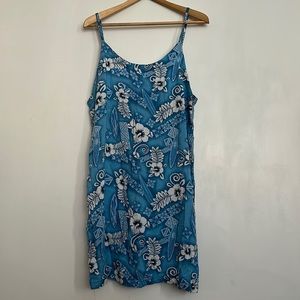 Clear Blue Sky Hawaiian Floral Print Dress.